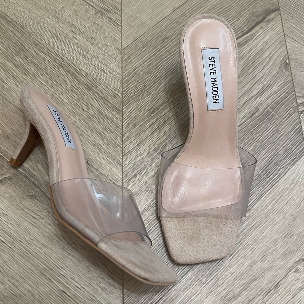 ✨ STEVE MADDEN Clear PVC Mule Kitten Heel ✨